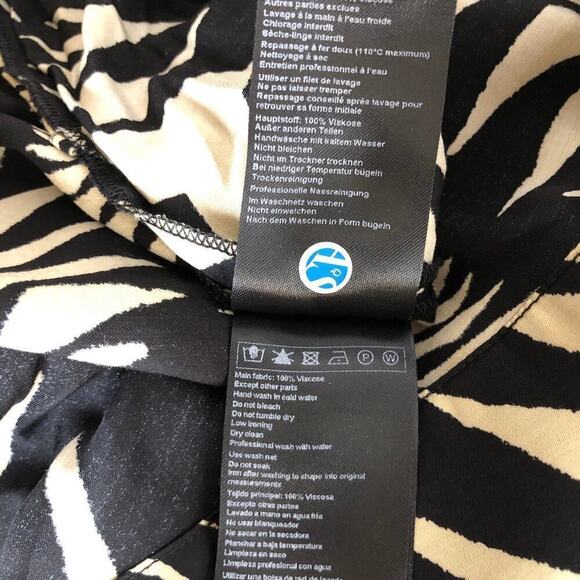 ba&sh Napi Dress Geo Print V Neck Backless Slip Midi Noir Black Tan NWT Large - Picture 14 of 15